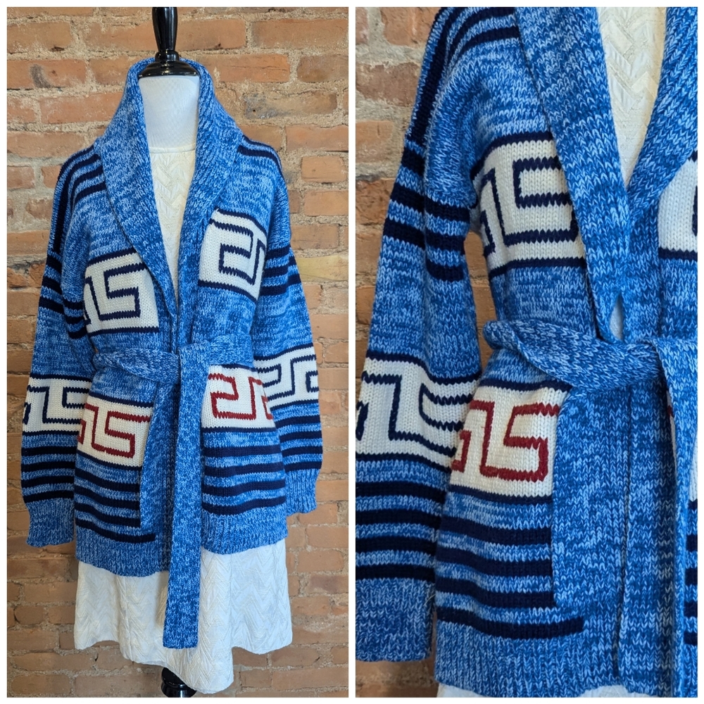 Vintage 70s Acrylic Knit Cardigan Sweater
